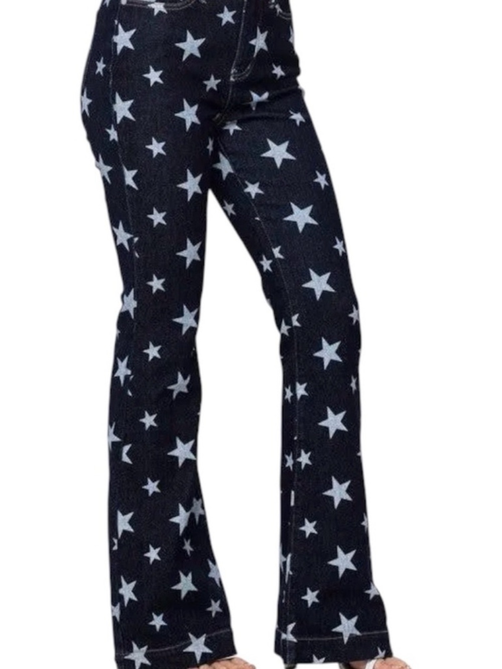 Judy Blue Navy Denim Bootcut Jeans with White Star Print JB88662 - Picture 3 of 5